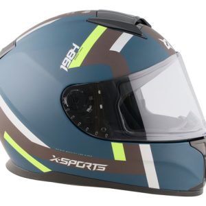 Casco Integral Xsports M66 Azul Mate/verde